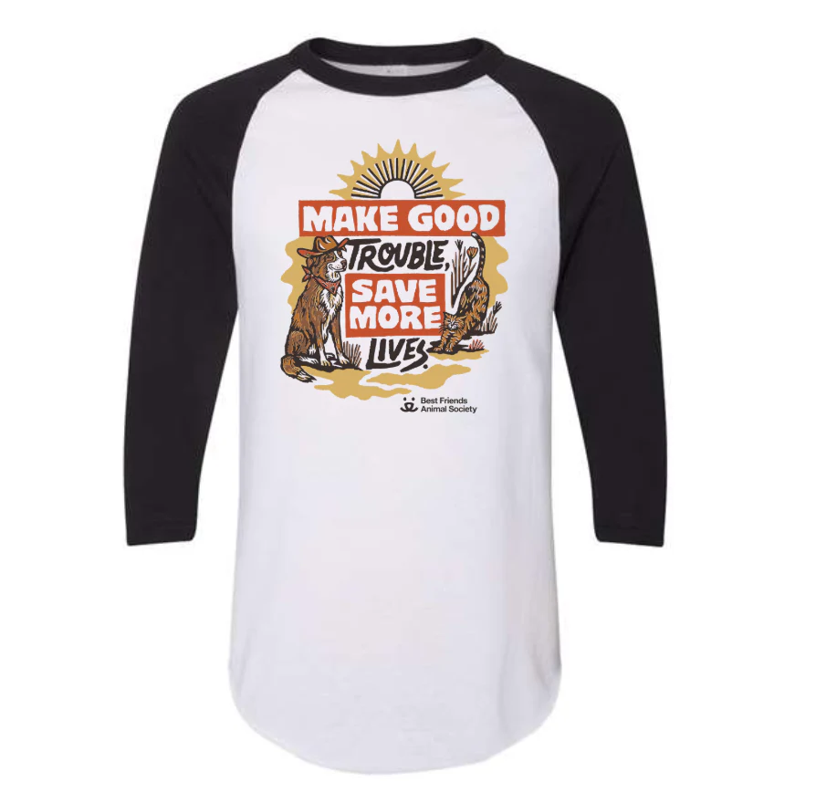 Good Trouble Raglan Three-Quarter Baseball Tee - Image 5